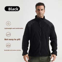 Football Cap Fleece Outdoor Cycling Hiking Fishing, Camping Sport, Stand-up Collar Fleece Jacket, Tactical Warm-weather Coat