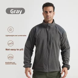 Football Cap Fleece Outdoor Cycling Hiking Fishing, Camping Sport, Stand-up Collar Fleece Jacket, Tactical Warm-weather Coat