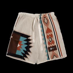 Maden Vintage Navajo Totem Knitted Shorts Men's Casual Embroidery Summer Beach Shorts Drawstring Elastic Waist Bottoms
