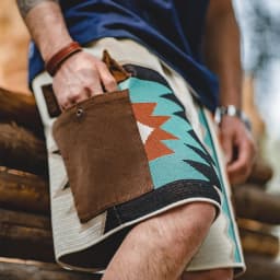 Maden Vintage Navajo Totem Knitted Shorts Men's Casual Embroidery Summer Beach Shorts Drawstring Elastic Waist Bottoms