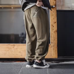 Maden Vintage Men's Brushed Fleece Sweatpants Olive Green Thermal Trousers Elastic Waist Cuffed Casual Pants for Autumn Winter