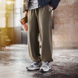 Maden Vintage Men's Brushed Fleece Sweatpants Olive Green Thermal Trousers Elastic Waist Cuffed Casual Pants for Autumn Winter