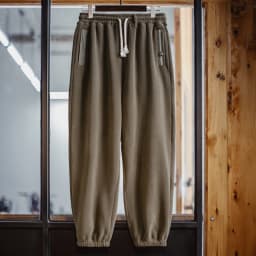 Maden Vintage Men's Brushed Fleece Sweatpants Olive Green Thermal Trousers Elastic Waist Cuffed Casual Pants for Autumn Winter