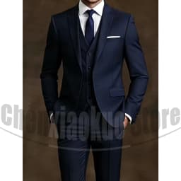 Chic Men Suit 3 Piece Notch Lapel Blazer Vest and Pants Formal Business Wedding Party Tuxedo Gentleman Smart Casual Outfit