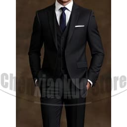 Chic Men Suit 3 Piece Notch Lapel Blazer Vest and Pants Formal Business Wedding Party Tuxedo Gentleman Smart Casual Outfit