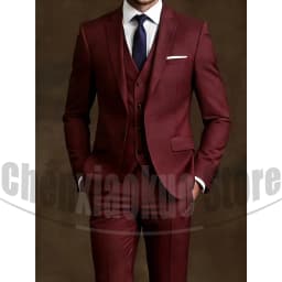Chic Men Suit 3 Piece Notch Lapel Blazer Vest and Pants Formal Business Wedding Party Tuxedo Gentleman Smart Casual Outfit