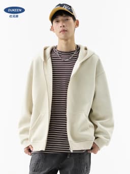 DUKEEN 450G Heavyweight Full-Zip Hoodie for Men Spring and Autumn Drop Shoulder Streetwear Sweatshirt Jacket Y2K Style