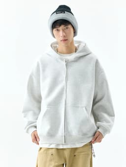 DUKEEN 450G Heavyweight Full-Zip Hoodie for Men Spring and Autumn Drop Shoulder Streetwear Sweatshirt Jacket Y2K Style