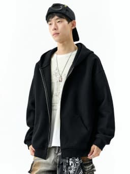 DUKEEN 450G Heavyweight Full-Zip Hoodie for Men Spring and Autumn Drop Shoulder Streetwear Sweatshirt Jacket Y2K Style
