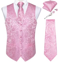 Pure White Wedding Vest for Man Sleeveless V-neck Satin Luxury Men Waistcoat Necktie Pocket Square Cufflinks Clip 5 PCS Set Gift