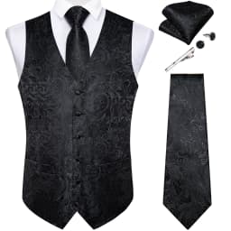 Pure White Wedding Vest for Man Sleeveless V-neck Satin Luxury Men Waistcoat Necktie Pocket Square Cufflinks Clip 5 PCS Set Gift