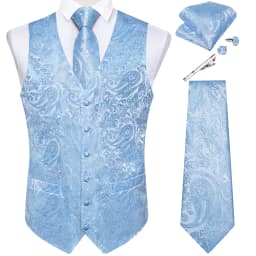 Pure White Wedding Vest for Man Sleeveless V-neck Satin Luxury Men Waistcoat Necktie Pocket Square Cufflinks Clip 5 PCS Set Gift