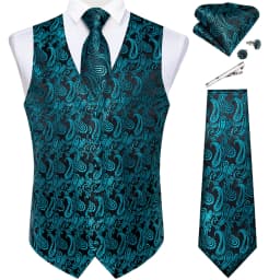 Pure White Wedding Vest for Man Sleeveless V-neck Satin Luxury Men Waistcoat Necktie Pocket Square Cufflinks Clip 5 PCS Set Gift
