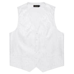 Pure White Wedding Vest for Man Sleeveless V-neck Satin Luxury Men Waistcoat Necktie Pocket Square Cufflinks Clip 5 PCS Set Gift