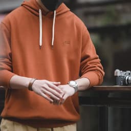 Maden Retro Men's Solid Color Long Sleeve Hoodies Sweatshirt Casual Loose with Drawstring Pullover for Men Autumn Streetwear Top