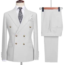 Double-breasted suit for formal occasions, gold buttons, men's outfit for weddings, dinners and parties