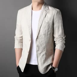 Spring Summer 2025 New High-Quality Men's Fashion Handsome Linen Suit Thin Men's Coat Fabric Composition 100% Linen Blazer