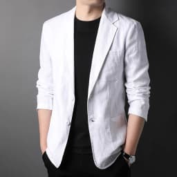 Spring Summer 2025 New High-Quality Men's Fashion Handsome Linen Suit Thin Men's Coat Fabric Composition 100% Linen Blazer