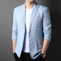 Spring Summer 2025 New High-Quality Men's Fashion Handsome Linen Suit Thin Men's Coat Fabric Composition 100% Linen Blazer