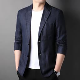 Spring Summer 2025 New High-Quality Men's Fashion Handsome Linen Suit Thin Men's Coat Fabric Composition 100% Linen Blazer