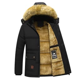 Men Winter New Windproof Fleece Warm Thick Jacket Parkas Coat Men Fashion Hooded Fur Collar Jacket Classic Casual Parka Men
