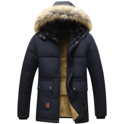 Men Winter New Windproof Fleece Warm Thick Jacket Parkas Coat Men Fashion Hooded Fur Collar Jacket Classic Casual Parka Men