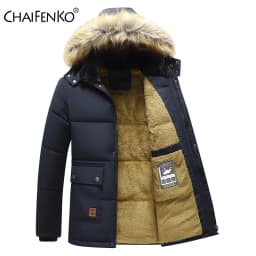 Men Winter New Windproof Fleece Warm Thick Jacket Parkas Coat Men Fashion Hooded Fur Collar Jacket Classic Casual Parka Men