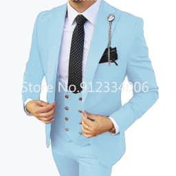 Formal Men 3 Piece Wedding Suit Groom Tuxedo Slim Fit Business Suits Champagne Wedding Suit Costume Homme (Blazer+Pants+Vest)