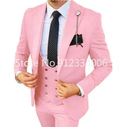 Formal Men 3 Piece Wedding Suit Groom Tuxedo Slim Fit Business Suits Champagne Wedding Suit Costume Homme (Blazer+Pants+Vest)