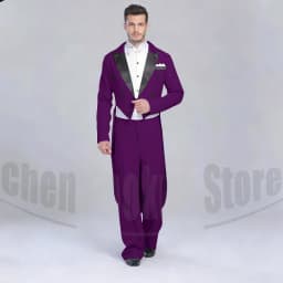 Elegant Black Solid Men Suits 2 Piece Fashion Satin Peak Lapel Standard Dance Tailcoat Party Prom Male Suits Slim (Jacket+Pants)