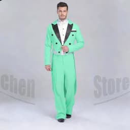 Elegant Black Solid Men Suits 2 Piece Fashion Satin Peak Lapel Standard Dance Tailcoat Party Prom Male Suits Slim (Jacket+Pants)