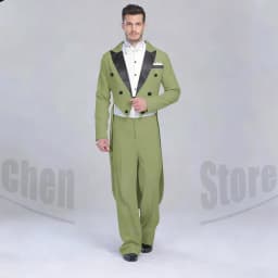 Elegant Black Solid Men Suits 2 Piece Fashion Satin Peak Lapel Standard Dance Tailcoat Party Prom Male Suits Slim (Jacket+Pants)