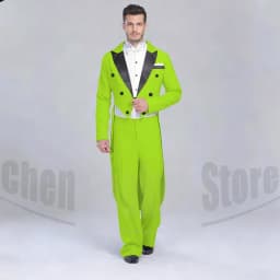 Elegant Black Solid Men Suits 2 Piece Fashion Satin Peak Lapel Standard Dance Tailcoat Party Prom Male Suits Slim (Jacket+Pants)