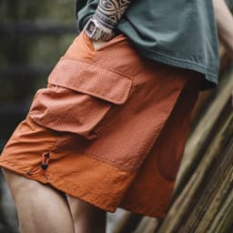 Maden Summer Men Straight Shorts Orange Patchwork Gingham Loose Beach Pants Plus Size Shorts Elastic Waist Light Breathable