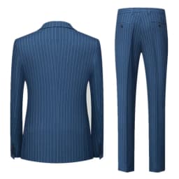 Men's Pinstripe Double-breasted Suit Two-piece, Wedding/Party/Business Dress Jacket and Pants,  Blue、Gray、RedSets, Asian Size