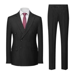 Men's Pinstripe Double-breasted Suit Two-piece, Wedding/Party/Business Dress Jacket and Pants,  Blue、Gray、RedSets, Asian Size