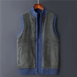 Winter Vest Men Sweater Zipper Warm Thick Male Cardigan Clothing Fleece Wool Liner Sleeveless Jackets Vintage Black Red