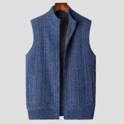 Winter Vest Men Sweater Zipper Warm Thick Male Cardigan Clothing Fleece Wool Liner Sleeveless Jackets Vintage Black Red
