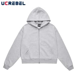 Simple Solid Color Hooded Zipper Outerwear Mens Streetwear Casual Long Sleeve Sweatshirts Men