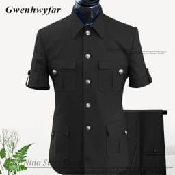 G&N Custom Made Africa Style Men Suits Sky Blue 2026 Short Sleeve Blazer Regular Pants for Business Men Formal Meeting Wear