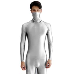 AMORESY Hyperion Multi Functional Hooded High Neck Sunscreen Tops Tights Tees Glossy Breathable Long Sleeve Running T-shirts
