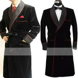 Long Velvet Smoking Jacket Shawl Lapel Wedding Groom Coat Terno Men Suit Blazer with Belt 1 Pc 2024