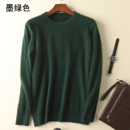 Men's 100% pure Mink Cashmere Sweater O-Neck Pullovers Knit Large Size Mink Sweater Winter New Tops Long Sleeve High-End Jumpers