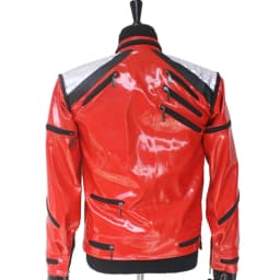 Impersonator Michael Jackson Costumes Jacket Red Beat It Zipper Sequins Leather Casual Dancer Shows Halloween