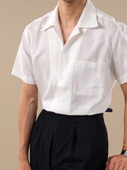 Wedding Shirt Men Linen Blend Breathable Ramie Shirt Men Short Sleeved Solid Color Cuban Collar Shirt Camisa Masculina Social