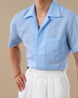 Wedding Shirt Men Linen Blend Breathable Ramie Shirt Men Short Sleeved Solid Color Cuban Collar Shirt Camisa Masculina Social