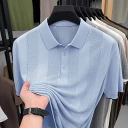 Good Lyocell 59.4% Knit Polo Men 2026 Summer Trendy Breathable Knitwear Short Sleeve Tops Turn Down Collar Linen Knitting Shirt