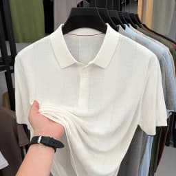 Good Lyocell 59.4% Knit Polo Men 2026 Summer Trendy Breathable Knitwear Short Sleeve Tops Turn Down Collar Linen Knitting Shirt