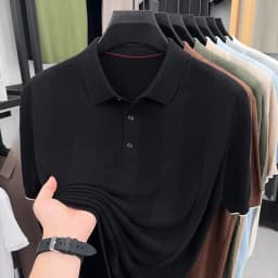 Good Lyocell 59.4% Knit Polo Men 2026 Summer Trendy Breathable Knitwear Short Sleeve Tops Turn Down Collar Linen Knitting Shirt