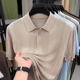 Good Lyocell 59.4% Knit Polo Men 2026 Summer Trendy Breathable Knitwear Short Sleeve Tops Turn Down Collar Linen Knitting Shirt